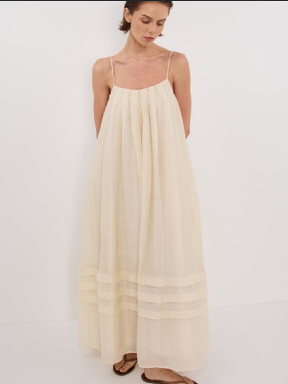 DISSH Lightweight Spaghetti-Strap Maxi Dress - Cream